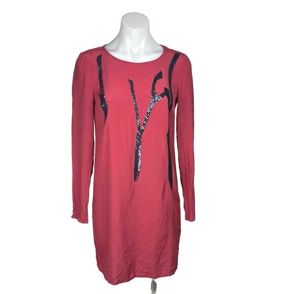 Vintage Patrizia Pepe Pink Silk Sequin Embellished Embroidered Mini Dress Size S - Picture 1 of 9